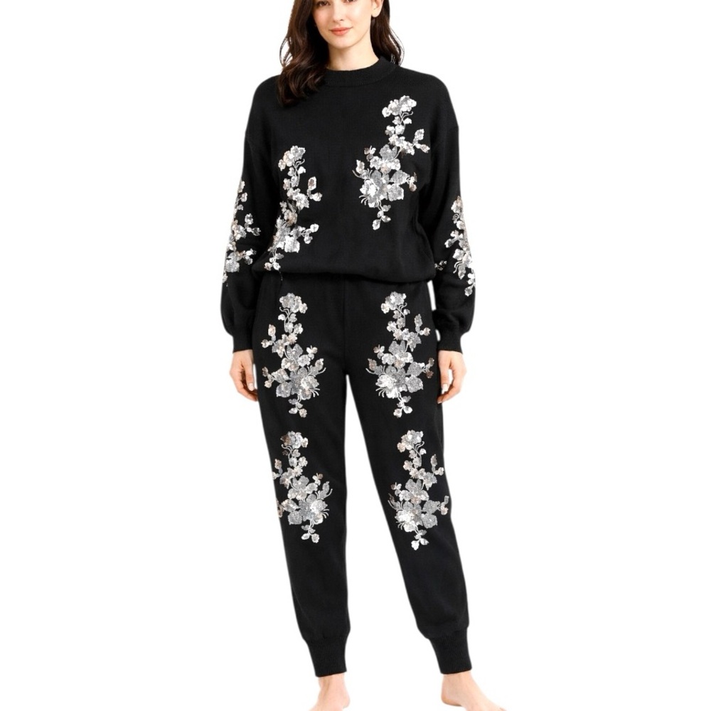 Hand Beaded Knit Sweater Pant Set The Kinrey